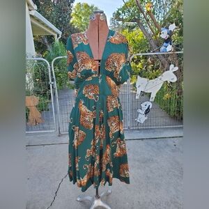 Trashy Diva Green Dress with Leopard Print